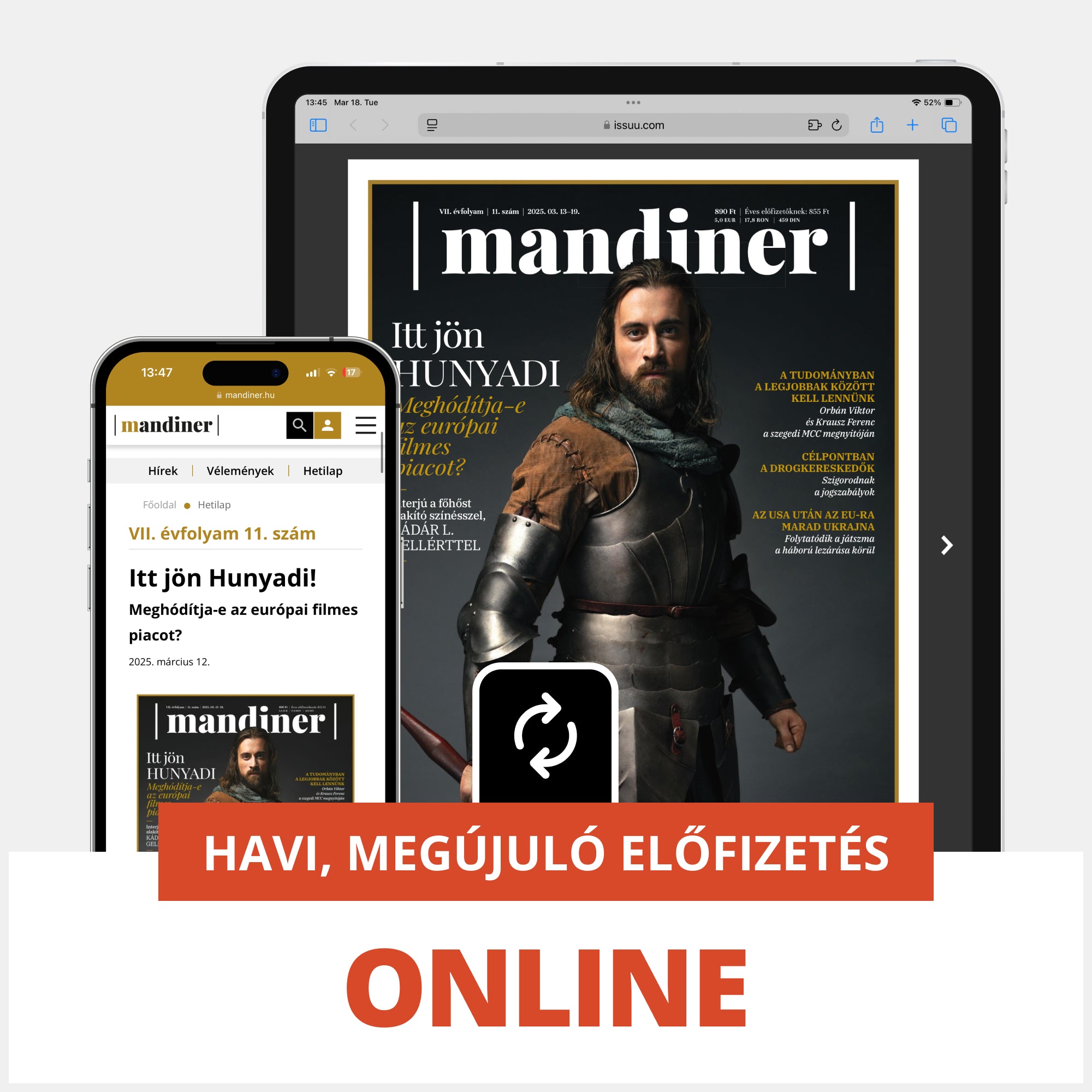 Online havi előfizetés